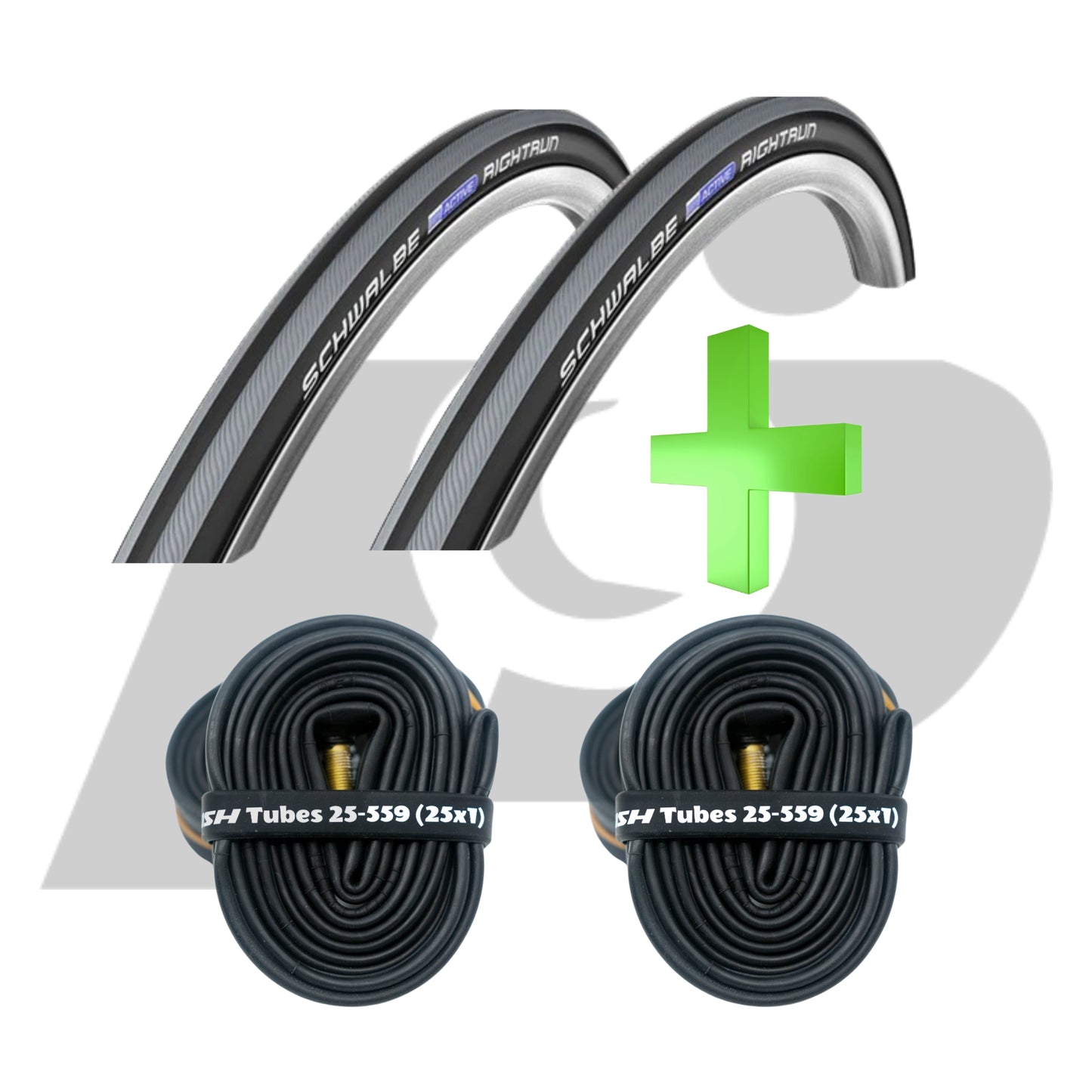 25 x1 (25-559) Schwalbe Rightrun Tire and Tube Bundle