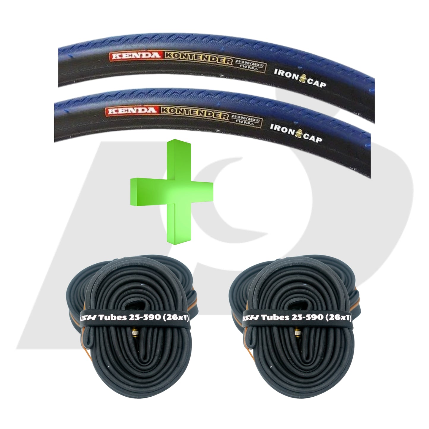 26 x1 (25-590) Kenda Kontester Rugby Tire and Tube Bundle