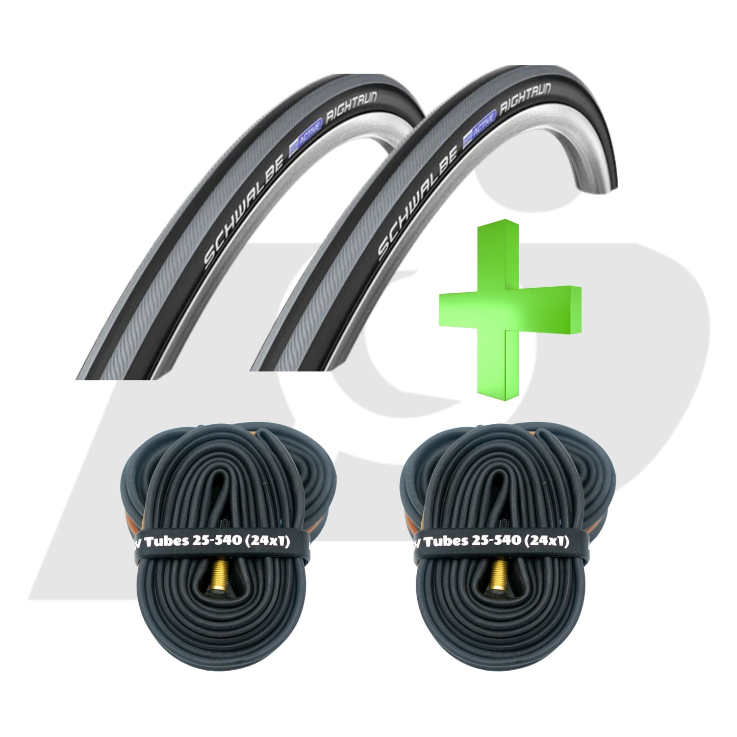 24 x1 (25-540) Schwalbe Rightrun Tire and Tube Bundle